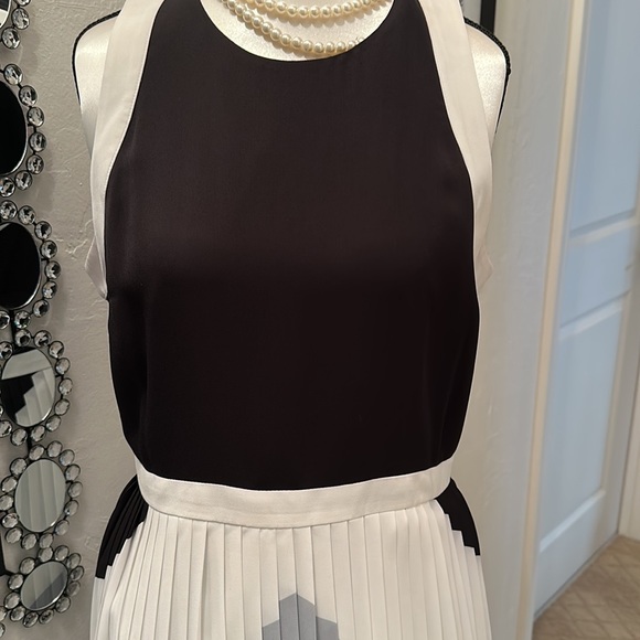 Banana Republic, white, black, and gray dress with pleats - Picture 2 of 5
